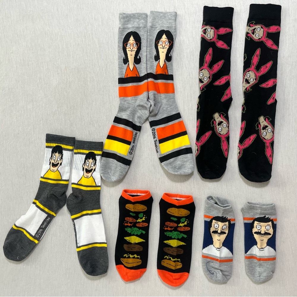Bobs Burgers Themed Casual Socks 5 Pack Set (Missing Tina)